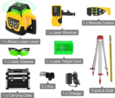 Obrázek produktu pro Rotační laser, 360stupňové skenování, samonivelační funkce, sada zelených paprsků 3