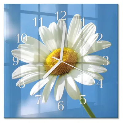 Produktbild von Tulup Glasuhr Wanduhr Küchenuhr Echt-Glas 30x30 cm Modern Dekorativ Geräuschlos Weiße Zeiger - Blume