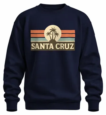 Produktbild von Santa Cruz Palmen Retro Sonnenuntergang Surfer Kalifornien Sweatshirt Pullover, Navy, L