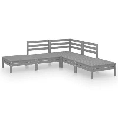 Produktbild von 5-tlg. Garten-Lounge-Set Massivholz Kiefer Grau
