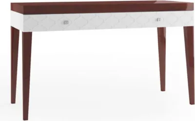 Produktbild von Casa Padrino Luxus Konsolentisch mit Schublade Hochglanz Braun / Weiß 111,2 x 45 x H. 83 cm - Luxus Möbel