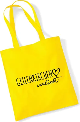 Produktbild von Huuraa Jutebeutel Geilenkirchen verliebt 10 Liter Yellow Baumwolle Tasche Geschenkidee
