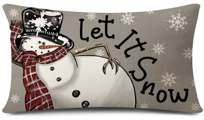 Productafbeelding van Kussensloop, kerstthema, 40x60 cm, polyester-linnen, grijs, sneeuwpop, 1 stuk