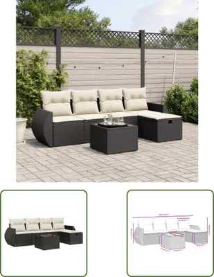 Produktbild von The Living Store 6-tlg. Garten-Sofagarnitur mit Kissen Schwarz Poly Rattan