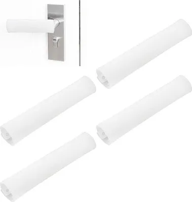 Image de 4 cache-boutons de porte transparents en silicone blanc - Gants pour clés de sécurité - Protection pour boutons de porte - Poignées de porte - Maison & Intérieur
