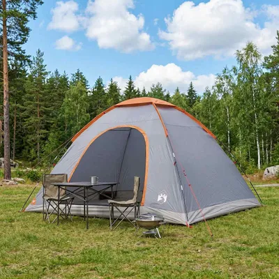 Produktbild von Campingzelt mit Dach Grau und Orange 335 x 275 x 180 cm - Campingzelte c2582