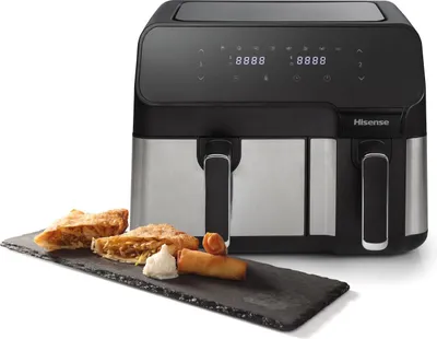 Produktbild von Hisense Heißluftfritteuse, 1700 W, 8.6 l, Schwarz, Heißluftfritteuse, 8,6 l, 0,8 kg, Doppel, Schwarz, Berührung