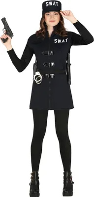 Produktbild von Polizei Einsatzkraft Aufsehen Erregen Karnevalskostüm SWAT Uniform Abenteurer Schwarz Fantasie, Größe: 14 - 16 Jahre Farbe: Schwarz