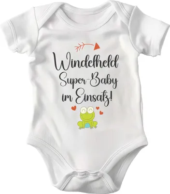 Produktbild von 22Feels Baumwolle Unisex Babybody Windelheld Kurzarm Weiss Strampler Babyparty Geschenk Babshower Schlupfkragen Weicher Einteiler für Neugeborene Babys (12-18M)