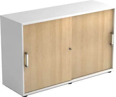 Produktbild von Schiebetürschrank Derie 9 2 OH BxTxH 120x40x74,8cm Griff CE Weiß/Eiche