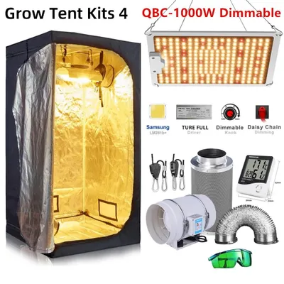 Immagine prodotto di Sistema di coltivazione idroponica - Kit completo per grow box - Lampada LED a spettro completo per piante - Dimensioni: 100 x 100 x 200 cm