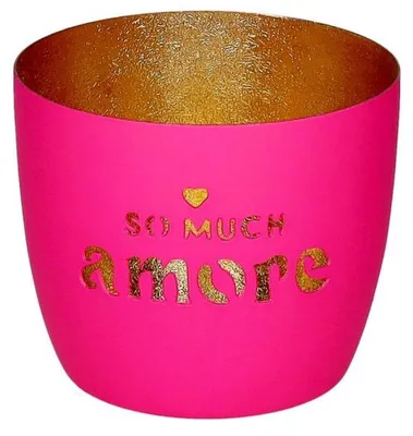 Image de Gift Company Photophore Madras M, So much amore, Porte-bougie à chauffe-plat, Porte-bougie, Fer, Hot Pink / Gold, H 8.5 cm, 1210804013