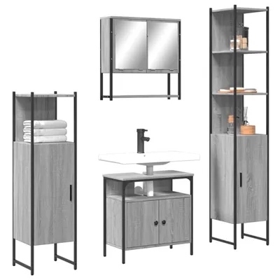 Produktbild von CLORIS 4-tlg. Badmöbel-Set Grau Sonoma Holzwerkstoff 3214708