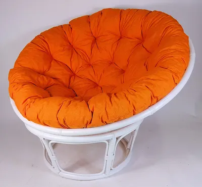 Produktbild von Rattan Papasansessel,Papasan Durchmesser 110 cm, Fb. weiß lackiert, Polster Uni Living 190 Orange