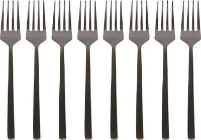 Produktbild von Kuchengabeln aus Edelstahl – 15 cm – Schwarz – 8er-Pack