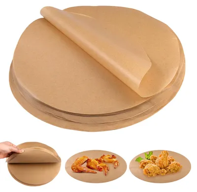 Produktbild von 150 runde Backbleche, 26 cm, antihaftbeschichtetes Backpapier für Heißluftfritteusen, wiederverwendbare runde Backbleche für Kuchen, Grillgerichte, n, Hamburger und Desserts.