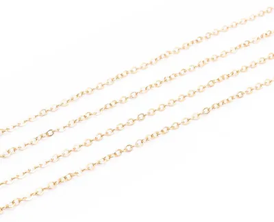 Produktbild von Vintageparts Gliederkette flache Glieder Messing 18k Goldbeschichtung 2,5x2mm 1m