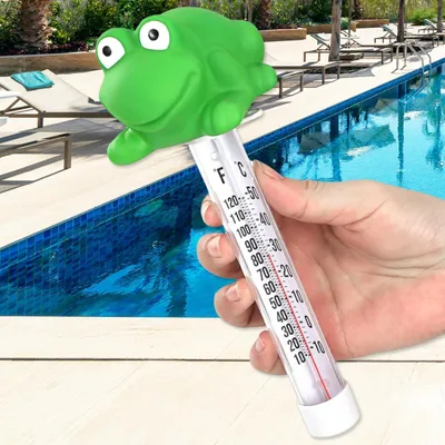 Produktbild von Poolthermometer Schwimmend Frosch mit Befestigungsschnur, Analoges Wasserthermometer für Pool, Whirlpool, Spa und Teich