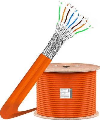Produktbild von Cat7 Verlegekabel Installationskabel 250m Netzwerkkabel 10 Gbit 1000 Mhz Datenkabel S/FTP AWG23 PIMF Halogenfrei Duplex orange