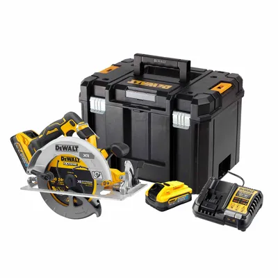 Produktbild von DeWalt Akku-Handkreissäge 18 V (bürstenlos), incl. 2x Akku 5 Ah, Schnellladegerät, Zubehör, TSTAK-Box