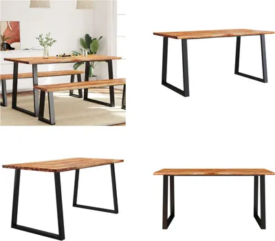 Zdjęcie produktu dla vidaXL Stół do jadalni 160x80x75 cm z litego drewna akacjowego - Stół do jadalni - Stoły do jadalni - Stół - Stół do jadalni