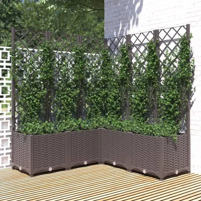 Produktbild von vidaXL květináč s mříží hnědý 120x120x136 cm PP
