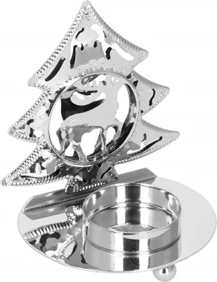 Image de Bougeoir de Noël avec rennes, argenté