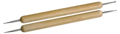 Produktbild von Prägestifte 2er-Set aus Holz und Metall für Metallarbeiten, 13 cm, Kugelgrößen 0,8-3 mm