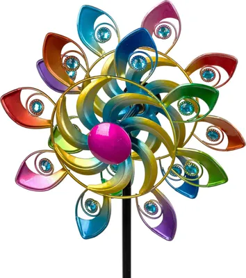 Produktbild von formano Buntes Windrad Garten Metall Windspiel Windmühle 109 cm Gartendeko