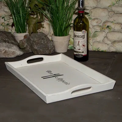Produktbild von Tablett mit Schriftzug, Serviertablett Landhausstil, Rechteckig