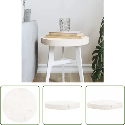 Produktbild von The Living Store Tischplatte Rund Weiß Ø30x3 cm Massivholz Kiefer