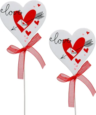 Produktbild von Blumenstecker Herz Weiß Schleife 7cm 12 Stück Deko Hochzeit