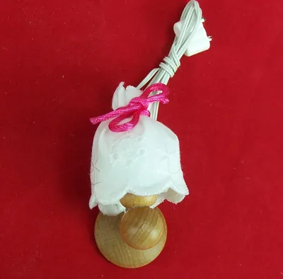 Produktbild von Wandlampe für 1:12 Puppenhaus, Holz m. Stoffschirm. Für 12V Trafos. 5 cm