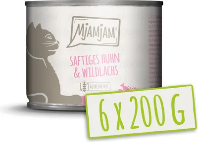 Image de MjAMjAM -6x200g boîtes de poulet & saumon sauvage nourriture humide pour chats nourriture principale nature