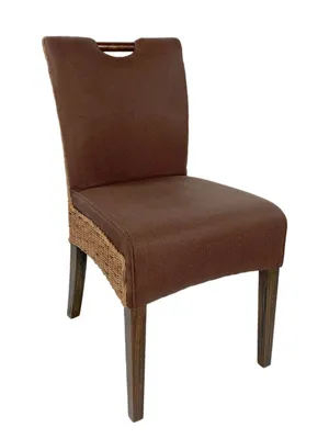 Produktbild von Rattanstuhl Esszimmer Stuhl Polsterstuhl Korbstuhl Bilbao mit Griff vollgepolstert Polster braun