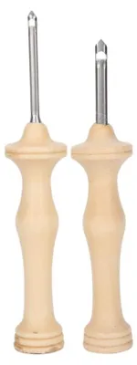 Produktbild von 2-teiliges Punch-Needle-Set mit Holzgriff, Sticknadeln, Nähwerkzeug für Bastelarbeiten, Garn und Faden