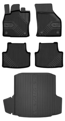 Productafbeelding van Rubberen automatten + kofferbakmat voor Skoda Octavia III 2016-2020 (liftback) – 5-delig, zwart, op maat – Wielganizator