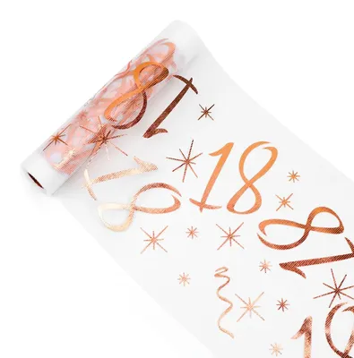 Tafelloper 18. Geburtstag, 28 cm x 10 m, Roségold