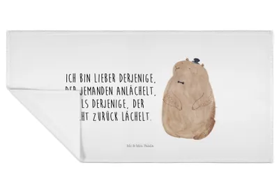 Produktbild von Mr. & Mrs. Panda gesichtstuch Murmeltier - Weiß - Geschenk, kleines Handtuch, Freundlichkeit, Anstand, Fröhlichkeit, Frotteehandtuch, Respekt, 50x100, Flauschtuch, Knigge
