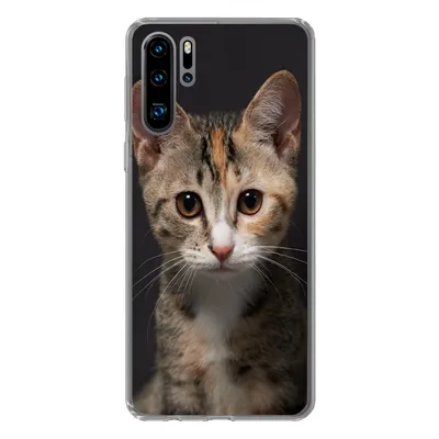 Produktbild von MuchoWow® Handyhülle Schutzhülle Hülle für Huawei P30 Pro Katze - Schwarz - Porträt Silikon Softcase Handy Hülle - Schutzdeckel
