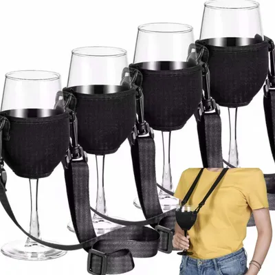 Immagine prodotto di 4 Portabicchieri da Vino per Picnic e Feste - Nero