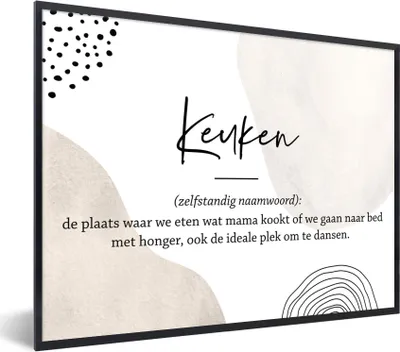 Produktbild von MuchoWow® Gerahmtes Poster Küche - Mutter - Zitate - Definition Küche - Sprichwörter 80x60 cm - Poster mit Schwarzem Bilderrahmen Wandposter Rahmen Foto Bilder - Schwarzem - Mit Gestell