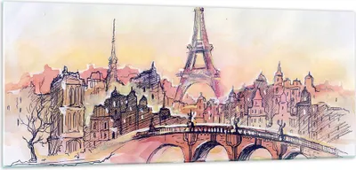 Produktbild von Bilder auf glas - Brücke Eiffle Illustration Frankreich - 100x40cm - Glasbilder - Wandbilder - Kunstdruck - Wanddekoration aus Glas - Glas Bilder - Wandbild auf Glas - GAB100x40-2999
