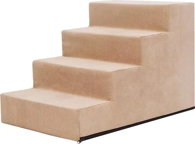 Obrázek produktu pro PillowPrim schody pro zvířata pomoc při vstupu malé schody pro psy rampa schody pro kočky 4 schody velké béžové výška 40 cm