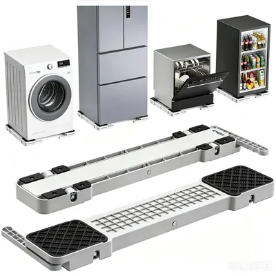 Immagine prodotto di Supporto per lavatrici con rotelle, capacità di carico 200 kg, altezza regolabile da 30 a 40 mm, antiscivolo