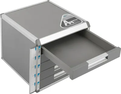 Immagine prodotto di Contenitore - Contenitore a cassetti A4 - Chiudibile a chiave - 5 cassetti - Lega di alluminio - Scrivania - Grigio