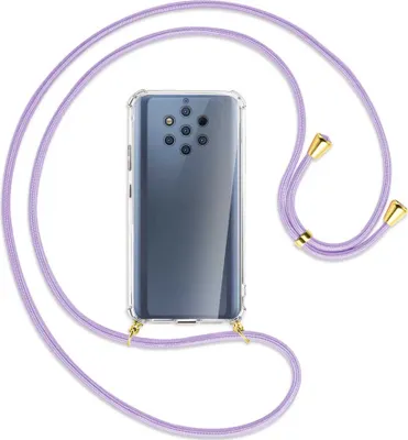 Produktbild von Handykette Backcover-Schutzhülle mit Band (Metall goldfarben) für Nokia 9 PureView - violett
