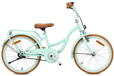 Immagine prodotto di Bicicletta da bambina, bicicletta per bambini da 20 pollici, per bambine di 5, 6, 7 e 8 anni, con portapacchi e cavalletto, Flower bike color menta