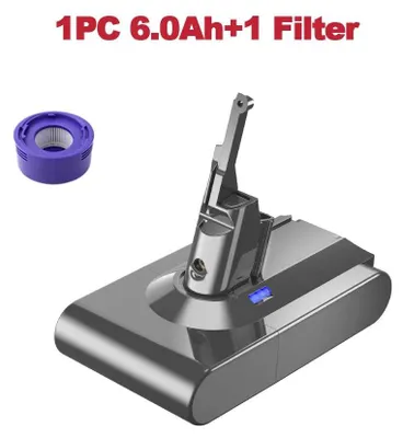 Image de V8 SV10 - Batterie de rechange pour aspirateur - Li-Ion 21,6 V 6,0 Ah - Avec filtre - 1 pièce - Compatible avec les modèles Absolute/Animal/Fluffy