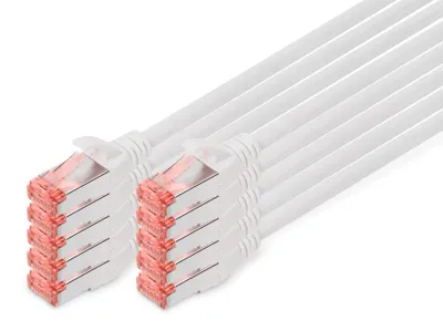 Productafbeelding van DIGITUS DK-1644-020-10. Patchkabel, Cat. 6, S/FTP, 2,0 meter, grijs, verpakking van 10 stuks